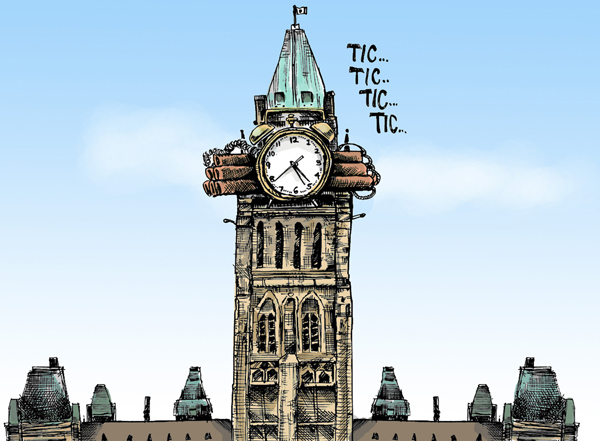 Parliament ticking, Greg Perry cartoon