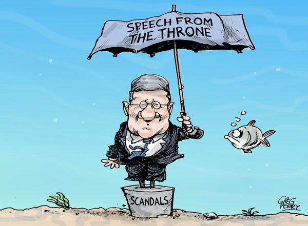 Throne Speech cartoon by Greg Perry