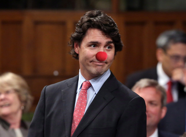 Justin Trudeau with clown nose