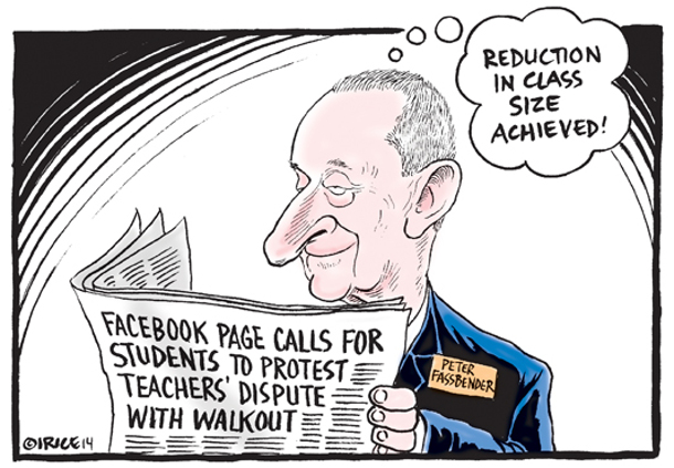 Cartoon by Ingrid Rice on teachers' strike