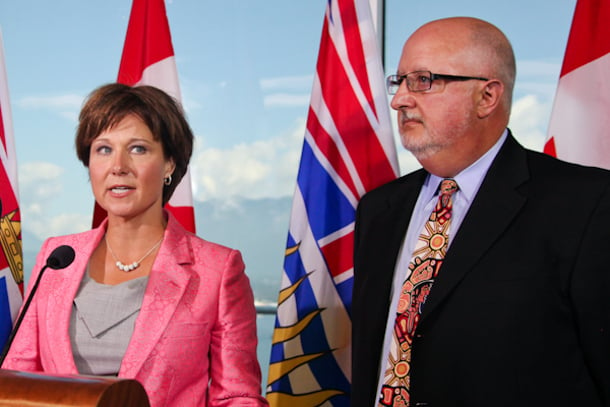 Premier Christy Clark and BC and Yukon Building Trades Council's Tom Sigurdson