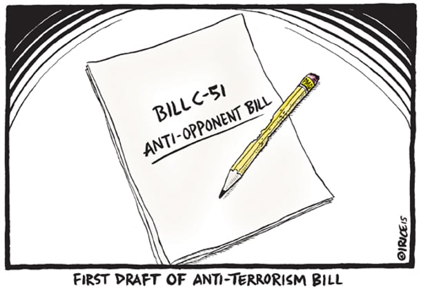 Bill C-51 cartoon by Ingrid Rice