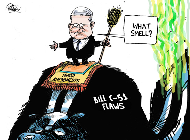 Cartoon by Greg Perry about Bill C-51