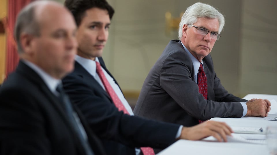 Liberal Natural Resources Minister Jim Carr and Prime Minister Justin Trudeau