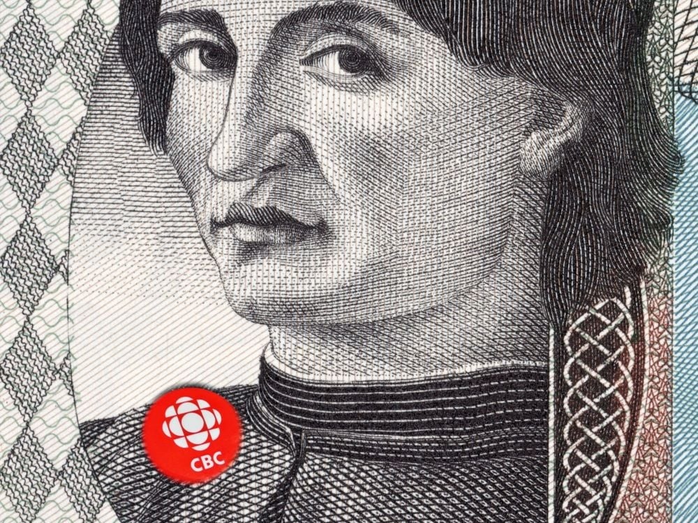 A textured, stylized archival illustration of Niccolo Machiavelli features a small, bright red and white circular logo for the Canadian Broadcasting Corporation, or CBC, to the lower left of the frame.