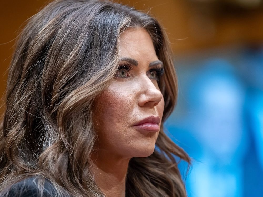 A close-up of Kristi Noem in three-quarter profile.