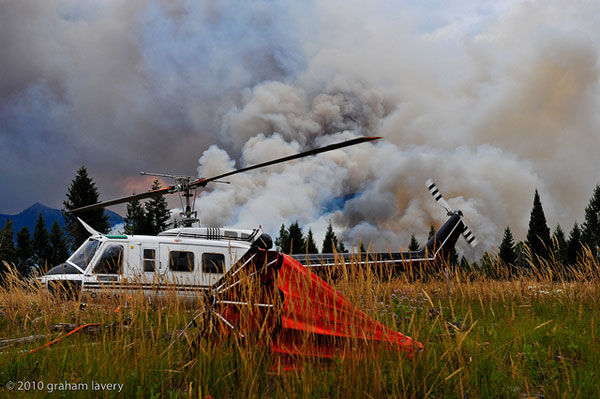 Helicopter and forest fire