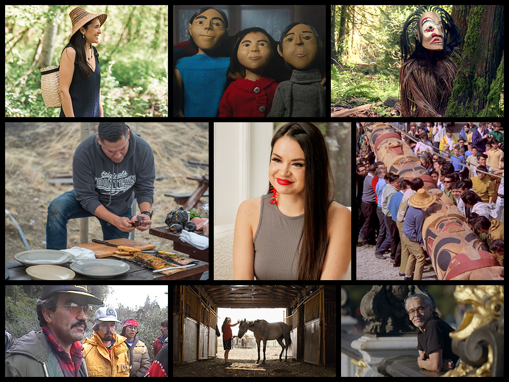 Collage of images featuring people from various Indigenous-led films.