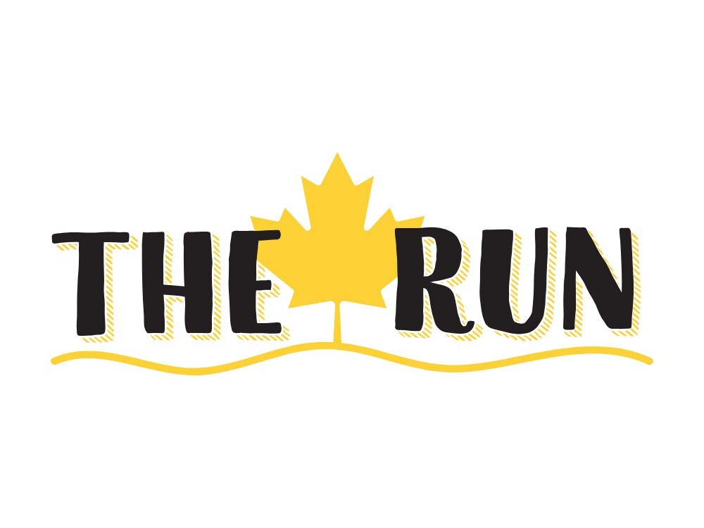 The logo of The Run newsletter, with a yellow maple leaf standing between the words "The" and "Run." 