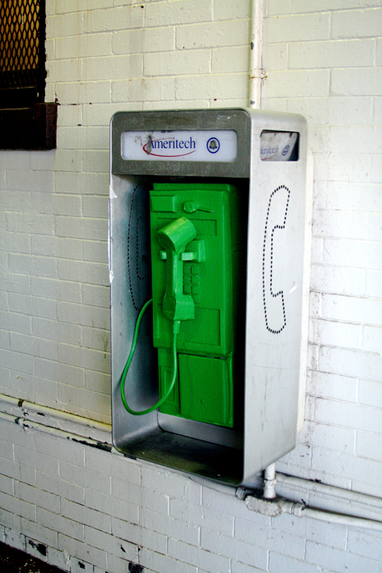 Green pay phone