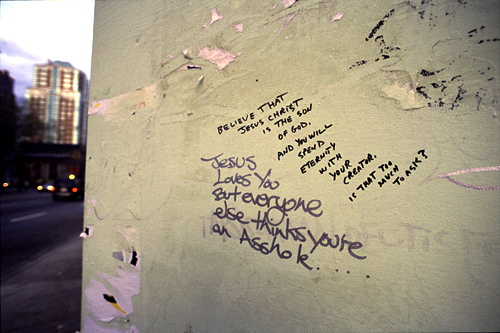 Graffiti: Jesus loves you.